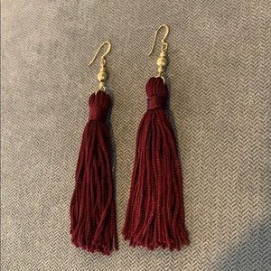 Maroon tassel earrings